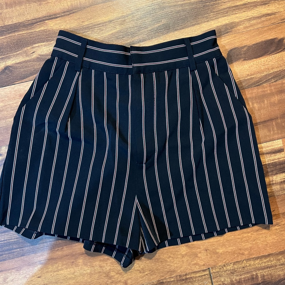BB Dakota High Waist Black Shorts with Stripes